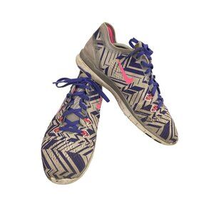 Nike Free Trainer 5.0 Women Size 9.5 Grey  Zigzag Pattern Athletic Shoes